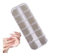 Perles à ongles - Perles à ongles, taille mixte 3D Manucure Silver Gold Charge Perles | Rivets mélangés perle pour petites perles décorations d'ongles ensembles de boîtes pour chaîne de joies