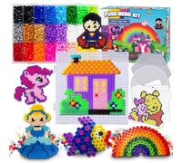 Perles à repasser 5 mm avec plaques modèles et gabarits, 5500perle a repasser enfiler en 24 couleurs, 111 motifs, cadeaux pour Noël et anniversaires, pour filles de 6 à 10 ans.