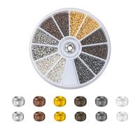 Perles à Sertir en Laiton 2400 Pièces Métal Rocaille Perle 2 mm 2.5 mm Anneaux Ouverts avec Boîte pour Fermoirs Colliers et Bracelets Fabrication de Bijoux (6 Couleurs)