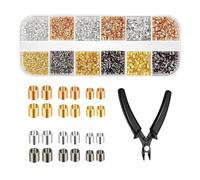 Perles à sertir pour la création de bijoux, 2200 perles avec pince à sertir - Kit pour réaliser des bijoux, réparation, perles, projets clés, boucles d'oreilles, collier