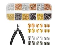 Perles à sertir pour la création de bijoux, 2200 pièces de tubes à sertir avec pince - Kit pour réaliser des bijoux de réparation de perles de projets porte-clés boucles d'oreilles pendentif collier