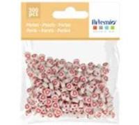Perles acrylique Rondes - Coeur - Rouge et Blanc - 7 mm - 300 pcs Blanc G