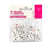 Graine créative – Perles alphabet – 250 perles – Bijoux personnalisés – Blanches