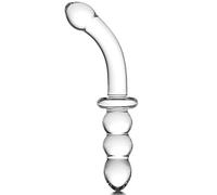 Perles anales bâton de plaisir incurvé en verre de cristal, plug anal à double extrémité, petit gode point G, masseur débutant, plug anal de pénis de masturbation masculine et féminine,