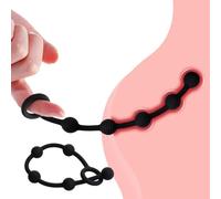 Perles Anales en Silicone,Plug Anal avec 5 Anal Beads,Anneau pour Massage Prostatique,Sextoy pour hommes femmes,Noir