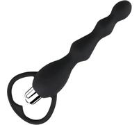 Perles anales vibrantes en silicone - Design gradué - Vibromasseur anal étanche - Point G - Jouet anal pour homme et femme - Jouets sexuels pour adultes (noir)