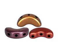 Perles Arcos Par Puca ¿ Yellow Gold Metallic Iris ¿ Verre ¿ Sachet 10 G ¿ Forme Demi-Lune À Triple Perçage