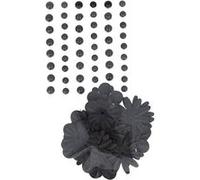 Perles autocollantes & Fleurs papier - Noir Noir G