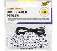 Perles avec lettres, carré, 100 pièces, blanc