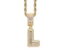 Perles Bijoux Bijoux Gold Initial Necklace For Women Men Copper Plated Real Gold Inlaid 5A+ Cubic Zirconia Iced Out Letter Pendant With 24 Inch Rope Chain Alphabet Name Colliers Nettoyeur Étui (W, A)