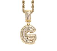 Perles Bijoux Bijoux Gold Initial Necklace For Women Men Copper Plated Real Gold Inlaid 5A+ Cubic Zirconia Iced Out Letter Pendant With 24 Inch Rope Chain Alphabet Name Colliers Nettoyeur Étui (M, A)