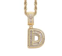 Perles Bijoux Bijoux Gold Initial Necklace For Women Men Copper Plated Real Gold Inlaid 5A+ Cubic Zirconia Iced Out Letter Pendant With 24 Inch Rope Chain Alphabet Name Colliers Nettoyeur Étui (G, A)