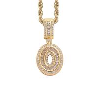 Perles Bijoux Bijoux Gold Initial Necklace For Women Men Copper Plated Real Gold Inlaid 5A+ Cubic Zirconia Iced Out Letter Pendant With 24 Inch Rope Chain Alphabet Name Colliers Nettoyeur Étui (AC, A)
