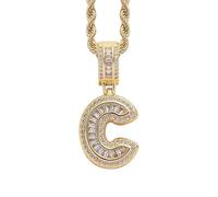 Perles Bijoux Bijoux Gold Initial Necklace For Women Men Copper Plated Real Gold Inlaid 5A+ Cubic Zirconia Iced Out Letter Pendant With 24 Inch Rope Chain Alphabet Name Colliers Nettoyeur Étui (E, A)
