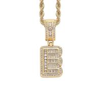 Perles Bijoux Bijoux Gold Initial Necklace For Women Men Copper Plated Real Gold Inlaid 5A+ Cubic Zirconia Iced Out Letter Pendant With 24 Inch Rope Chain Alphabet Name Colliers Nettoyeur Étui (I, A)