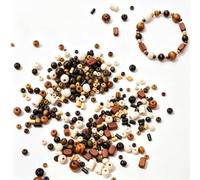 Perles Bois 2000p, Formes & Tailles Var, Boules Rondes Prépercées | Perles bois couleurs variées, assorties pour loisirs créatifs, colliers, DIY et déco maison