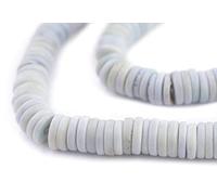 Perles bouton en os bleu pastel de 8 mm : perles rondes et plates du Népal Heishi pour la fabrication de bijoux et colliers