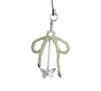 Perles Bowknot Papillon Téléphone Charme Straps Porte-clés de Voiture Pendentif Mode Sac Décoration Cordon Porte-monnaie Accessoires Sac Pendentif Décoration Magique Décoration, beige, taille unique