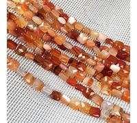 Perles carrées à facettes en pierre naturelle - Agate rouge - Pour la fabrication de bijoux - 20,1 cm - 2 brins