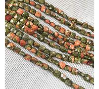 Perles carrées à facettes en pierre naturelle unakite pour la fabrication de bijoux, colliers, bracelets, 20,1 cm, 2 brins
