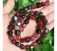 Perles carrées en aigue-marine, morganite, tourmaline, péridot, apatite, 8 mm, en vrac, pour bracelet, bijoux, agate craquelée mixte, 8 mm (environ 48 pièces)