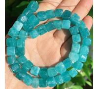 Perles carrées en aigue-marine, morganite, tourmaline, péridot, apatite, 8 mm, pour bracelet, bijoux, amazonite, 8 mm (environ 48 pièces)