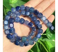 Perles carrées en pierre d'aigue-marine, morganite, tourmaline, péridot, apatite, 8 mm, pour bracelet, bijoux, agate craquelée bleue, 8 mm (environ 48 pièces)
