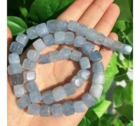 Perles carrées en pierre d'aigue-marine, morganite, tourmaline, péridot, apatite, 8 mm, pour bracelet, bijoux, bricolage, aigue-marine, 8 mm (environ 48 pièces)