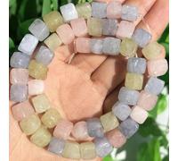 Perles carrées en pierre d'aigue-marine, morganite, tourmaline, péridot, apatite, 8 mm, pour bracelet, bijoux, DIY - Morganite - 8 mm (environ 48 pièces)