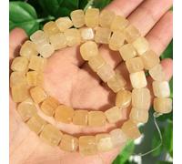 Perles carrées en pierre d'aigue-marine, morganite, tourmaline, péridot, apatite, 8 mm, pour bracelet, bijoux, citrines, 8 mm (environ 48 pièces)