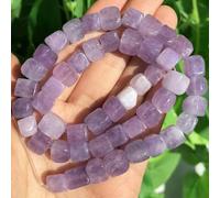 Perles carrées en pierre d'aigue-marine, morganite, tourmaline, péridot, apatite, 8 mm, pour bracelet, bijoux, améthyste violette, 8 mm (environ 48 pièces)