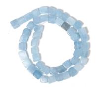 Perles carrées en pierre naturelle aigue-marine en cristal pour la fabrication de bijoux et colliers cubiques de 8 x 8 mm