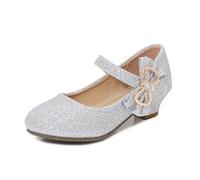 Perles Chaussure Princesse Fille Mary Jane Chaussures Talon Enfant Nœud Paillettes avec Bride Polyvalente et Confortable Chaussure Princesse antidérapantes Elégantes pour Fête Anniversaire Carnaval