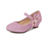 Perles Chaussure Princesse Fille Mary Jane Chaussures Talon Enfant Nœud Paillettes avec Bride Polyvalente et Confortable Chaussure Princesse antidérapantes Elégantes pour Fête Anniversaire Carnaval