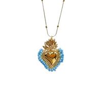 Perles colorées Femmes Hommes, Classique Un Pendentif Vintage du sacré, Collier Coeur Jésus pour Les Cadeaux Thanksgiving de Noël