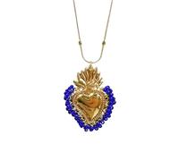 Perles colorées Femmes Hommes, Classique Un Pendentif Vintage du sacré, Collier Coeur Jésus pour Les Cadeaux Thanksgiving de Noël