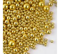 Perles comestibles en sucre Or 130g - Décoration pour gâteaux, cupcakes, biscuits, desserts - Décors Sucre perlé Or pour fêtes et célébrations