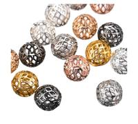 Perles creuses en cuivre à gros trous de 4/6/8/10 mm, perles d'espacement métalliques for la fabrication de bijoux, bracelets, porte-clés, accessoires artisanaux(Mix colors,8mm 10pcs)