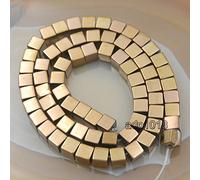 Perles cubiques carrées en hématite lisses et mates de 40,6 cm (4 mm, cuivre métallique lisse)
