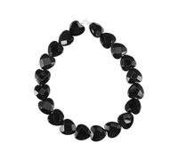 Perles Cœur en Pierre Naturelle pour Bijoux, Noires | Surface Lisse et Brillante, sans Bavure, pour Collier ou Bracelet, Usage Quotidien et Fête