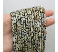 Perles cylindriques en pierre naturelle empereur, agate turquoise, jaspe, tube, pour la fabrication de bijoux, breloques, bracelets, accessoires, 35,5 cm, jaspe dalmatien, 4 x 13 mm