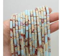Perles cylindriques en pierre naturelle empereur, turquoise, agate, jaspe, pour la fabrication de bijoux, breloques, bracelets, accessoires, 35,5 cm, pierre Shoushan, 4 x 13 mm