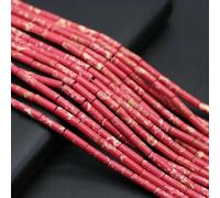 Perles cylindriques en pierre naturelle empereur, turquoise, agate, jaspe, tube, pour la fabrication de bijoux, breloques, bracelets, accessoires, 35,5 cm, rose rouge empereur, 4 x 13 mm