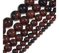 Perles d’obsidienne en acajou naturel de 6mm pierre précieuse ronde en vrac Pierre énergie Pouvoir de guérison pour bijoux de bricolage 1 brin 15"