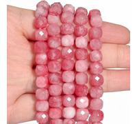 Perles d'améthyste naturelle 7-8 mm, forme carrée à facettes, forme géométrique, perles en vrac pour la fabrication de bijoux, accessoires de bricolage, jade angélique rose, 7-8 mm, en