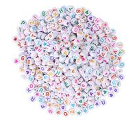 Perles d'amour Rond en Acrylique, Perles de Coeur Acrylique 1000pcs Lettre de Couleur Ronde Alphabet à Cinq étars Heart Coeur mélangé