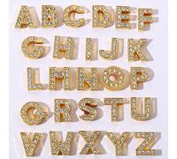 Perles de 8mm Or/Argent avec Strass 26 Lettres Anglaises, Convient pour Bracelet DIY, Bracelet, Accessoires de Bijoux L,M,S,H,A,T,O,X,B,C,D,E,F,G,I,J,K,N,P,Q,R,U,V,W,Y,Z,Lettres A-Z 26 piècesAlliage d