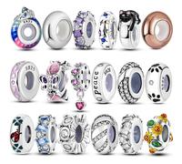 Perles de bouchon d'espacement en silicone en argent regardé 925 pour femme, breloques, convient au bracelet original 925, cadeau de fête bricolage STC089