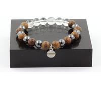 Perles de bracelet en quartz + hématite + bois 8 mm