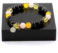 Perles de bracelet Obsidienne noire + Agate jaune + Citrine + Quartz rose 8 mm